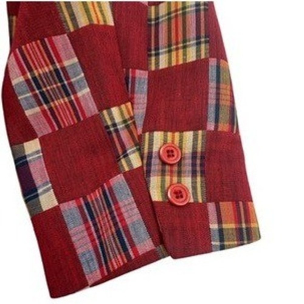 Robert Lewis Idea 42 L Mens Blazer Vintage‎ Patchwork Plaid Red Multi Sport Coat - Picture 7 of 13